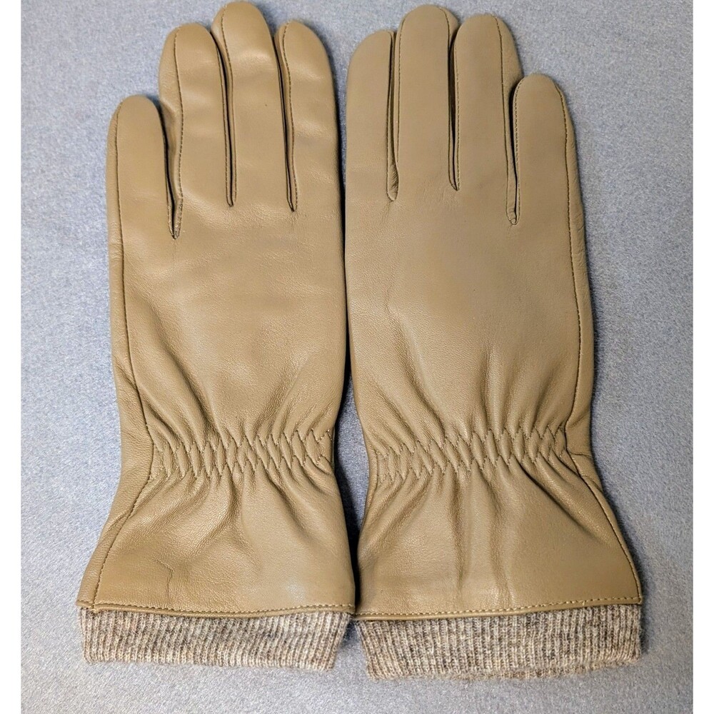 Womens Sheepskin Leather Driving Gloves Cashmere Lined Tan Size M Soft Luxury